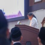 Andra Soni menyampaikan sambutan dalam Rapat Paripurna Istimewa HUT Banten ke-26 di DPRD Banten.